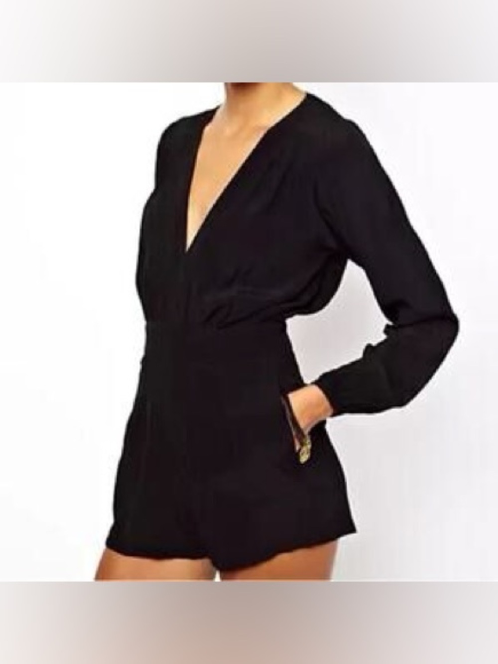 NWT Motel Rocks Black Plunging
Long Sleeve Romper Playsuit L